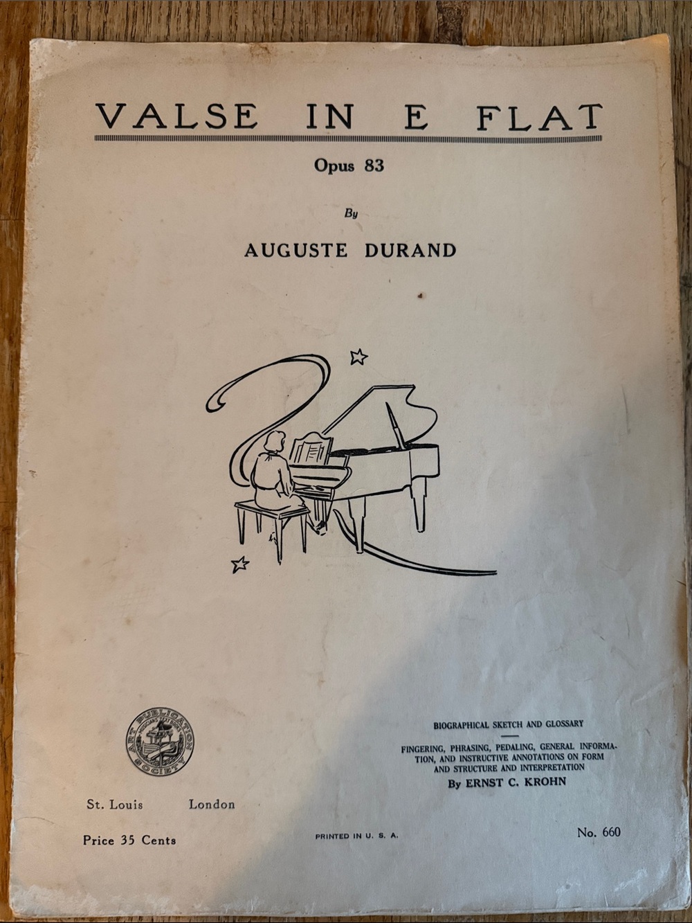 Vintage 'Valse in E Flat' Sheet Music by - Cream Cover